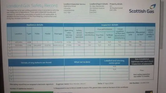 Gas Safety Cert